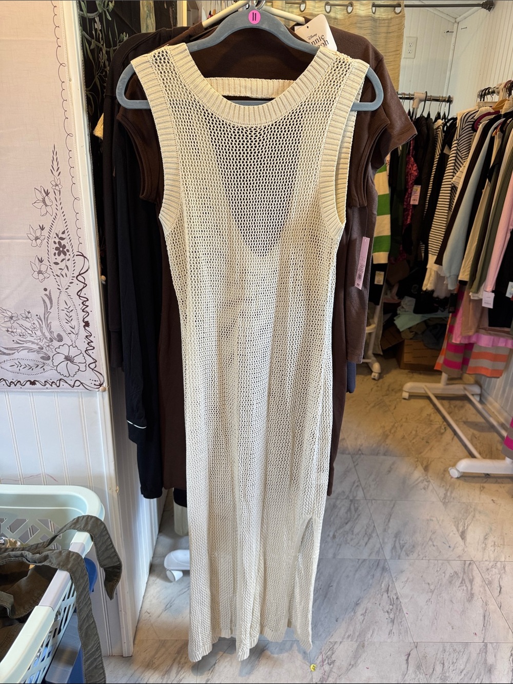 Open knit beach cover up 100% viscose